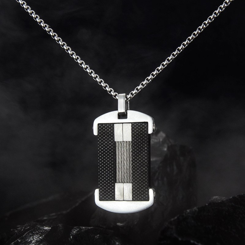 New Men's Stainless Steel Necklace Cool Tag Pendant Titanium Steel Stylish Guy's Military Brand Necklace Gb1615