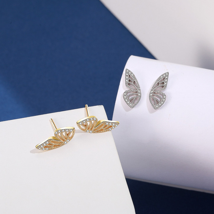 S925 Sterling Silver Earrings 2020 New Style Butterfly Zircon Earrings Korean Small Jewelry Earrings for Women MLE2134