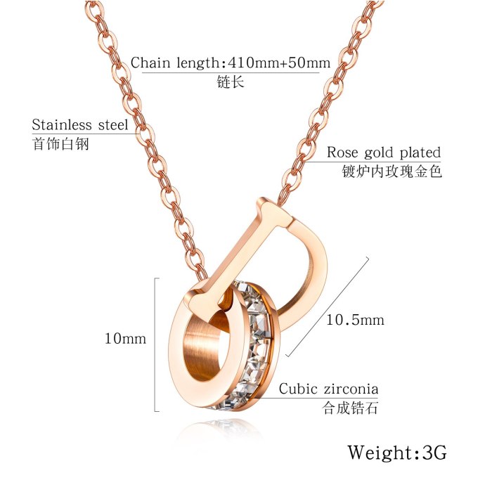 South Korea Fashion Jewelry Wholesale Stainless Steel Circle Clavicle Chain Rose Gold Letter Women's Necklace Gb1608