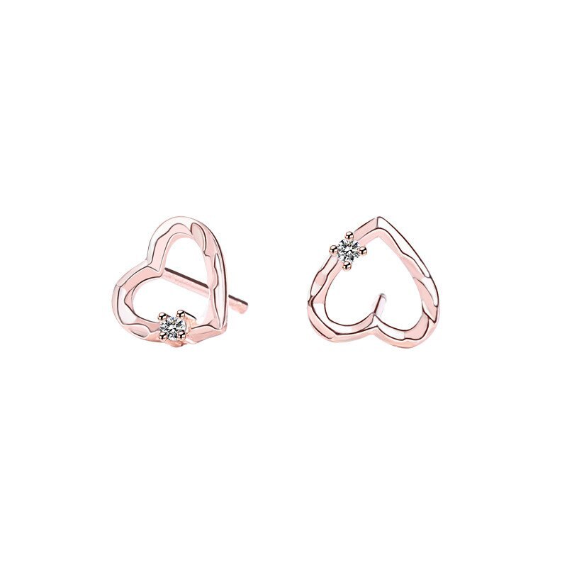 S925 Sterling Silver Stud Earring Simple and Versatile Hollow Heart-Shaped Micro Pave Zircon Earrings Accessories MLE1815