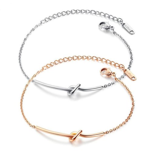 Korean-Style Fashion Sweet Hand Jewelry Titanium Steel Rose Gold-Plated Knotted Bracelet Women's Bracelet Gift Gb1036