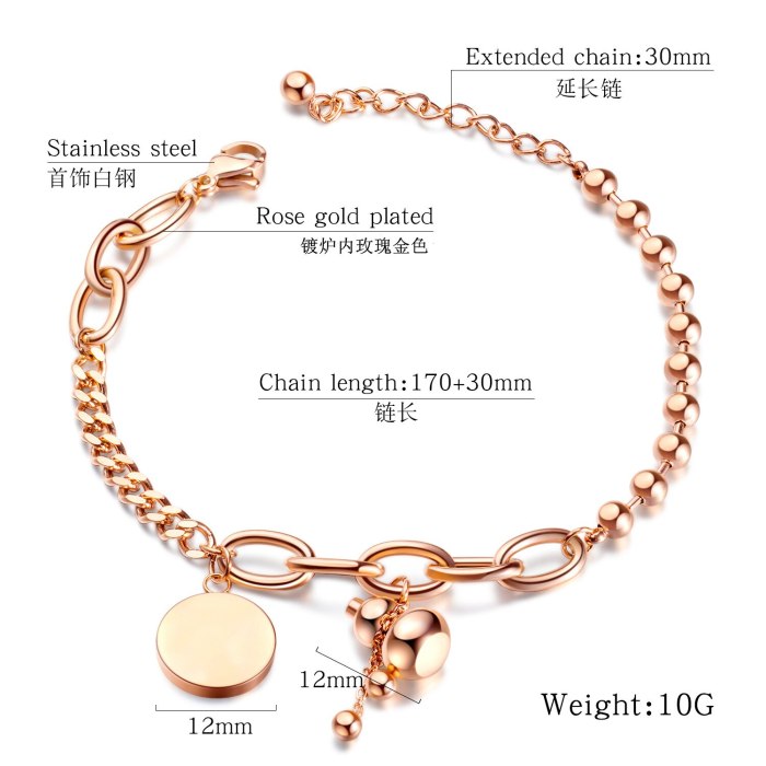European and American Hot Selling Jewelry Wholesale Fashion Round Gourd Stainless Steel Jewelry Women Titanium Bracelet Gb1034