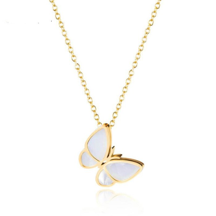 Japanese and Korean Butterfly Necklace Female Clavicle Chain Pendant Elegant Simple Stainless Steel Necklace Gb1650