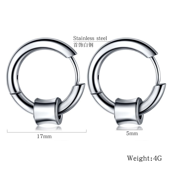 European and American Hot Selling Cool Hip Hop Trendy Ornament  Ear Stud Stainless Steel Men's Circle Earrings Gb559