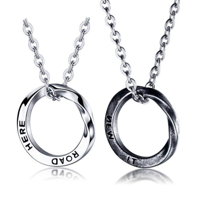 Fashion Accessories Wholesale Mobius Strip Necklace Ring Cool Titanium Steel Circle Men's Pendant Jewelry Gift Gb1575