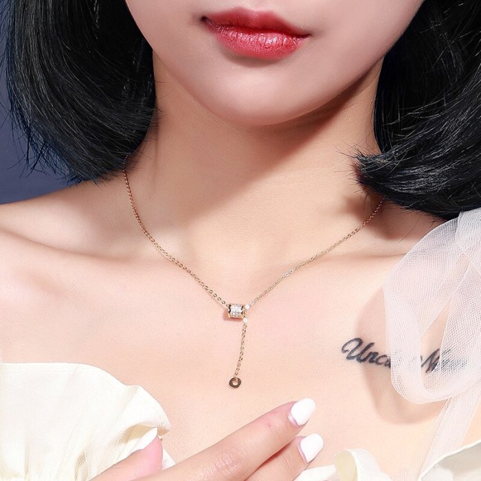 S925 Sterling Silver Slim Waist Necklace Female Ins Fashion Korean Diamond Set Zircon Necklace Clavicle Chain Wholesale Mla1901