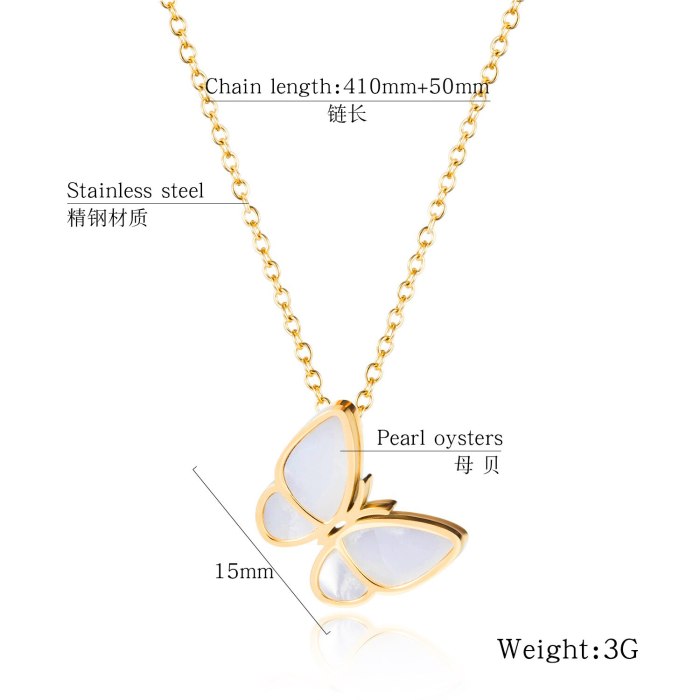 Japanese and Korean Butterfly Necklace Female Clavicle Chain Pendant Elegant Simple Stainless Steel Necklace Gb1650