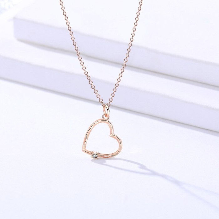 S92 Sterling Silver Geometric Necklace Fashion All-match Love Heart Bush Chain Women Diamond Set Clavicle Chain Jewelry Mla1511