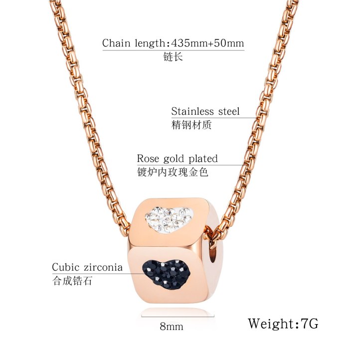 Creative Diamond Set Dice Lovely Pendant Stainless Steel Hip Hop Popular Women's Necklace Jewelry Gb1652