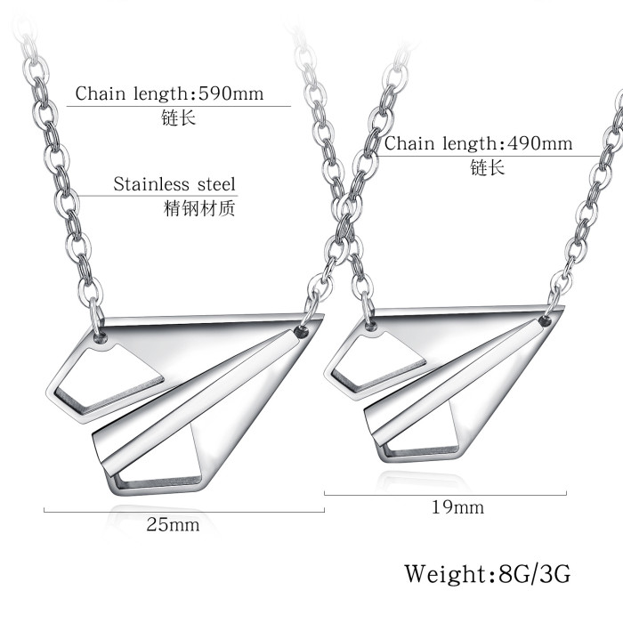 Stainless Steel Necklace Female Mori Clavicle Chain Necklace Simple Childhood Paper Airplane Titanium Steel Necklace Gb1544