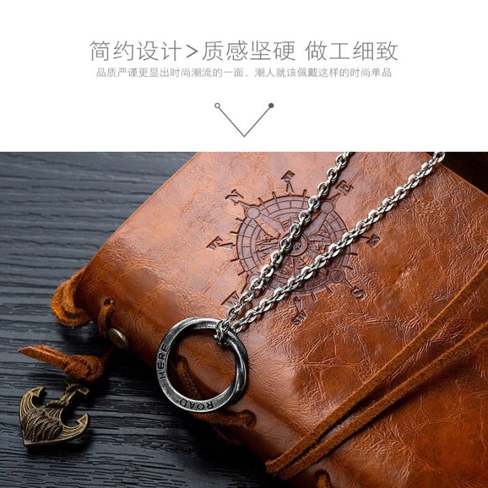 Fashion Accessories Wholesale Mobius Strip Necklace Ring Cool Titanium Steel Circle Men's Pendant Jewelry Gift Gb1575