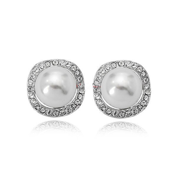 Fashion Pearl Earrings Ear Stud Korean Style Micro Diamond Set Ear Clip Ear Stud Birthday Gift 84824