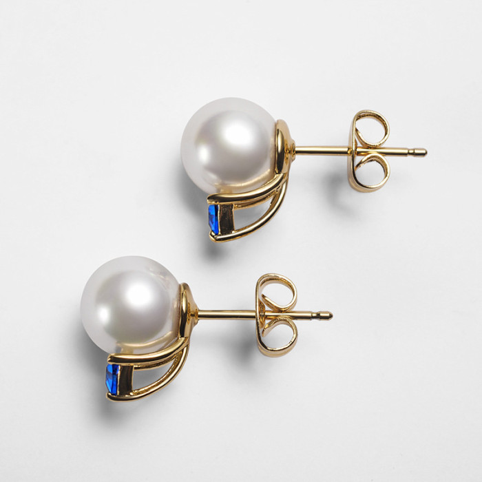 Fashion Simple New Style Zircon Inlaid Pearl Ear Stud Temperament All-match Pearl Earrings Ear Stud Wholesale 87921