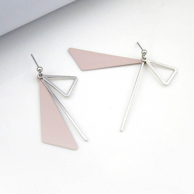 Elegant All-match Triangle Ear Stud Long Tassel Ear Pendant Girl's Ear Stud Cool Simple Jewelry 800084