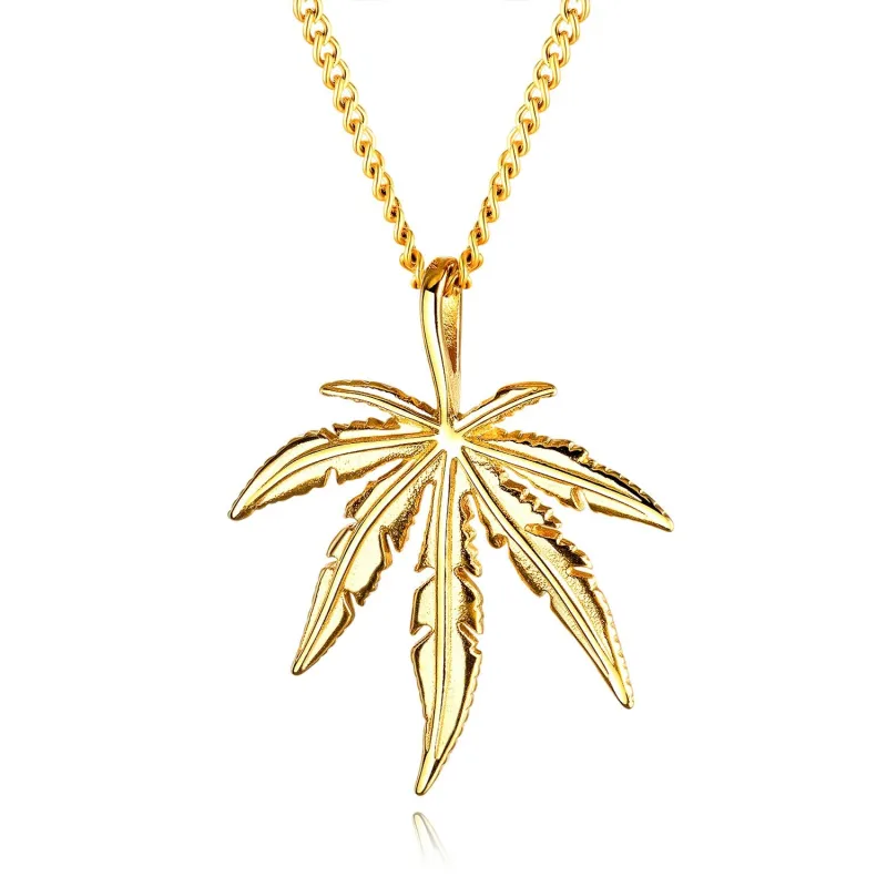 Ornament Wholesale Fashion Creative Tree  Maple Leaf Pendant All-match Titanium Steel Men's Necklace Accessories Gb1507