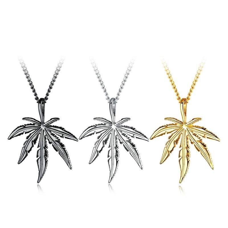 Ornament Wholesale Fashion Creative Tree  Maple Leaf Pendant All-match Titanium Steel Men's Necklace Accessories Gb1507