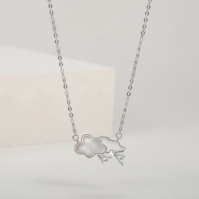 S925 Sterling Silver Cloud Shell Necklace Female Fashion Creative Korean-Style White Shell Clavicle Chain Mla1820