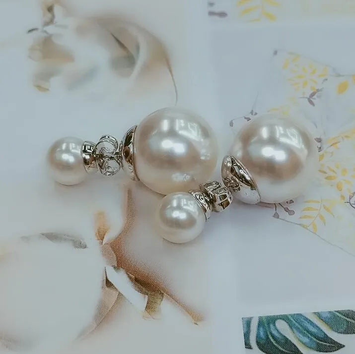 Korean-Style Celebrity Inspired Fashion Pearl Ear Stud Sweet Temperament Girl Ear Stud Double-Sided Pearl Stud Earring 87056