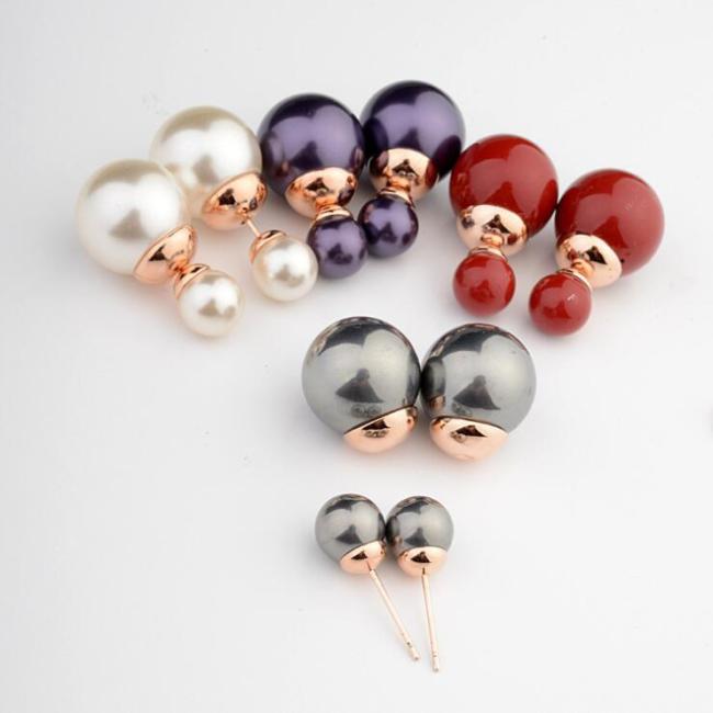 Korean-Style Celebrity Inspired Fashion Pearl Ear Stud Sweet Temperament Girl Ear Stud Double-Sided Pearl Stud Earring 87056