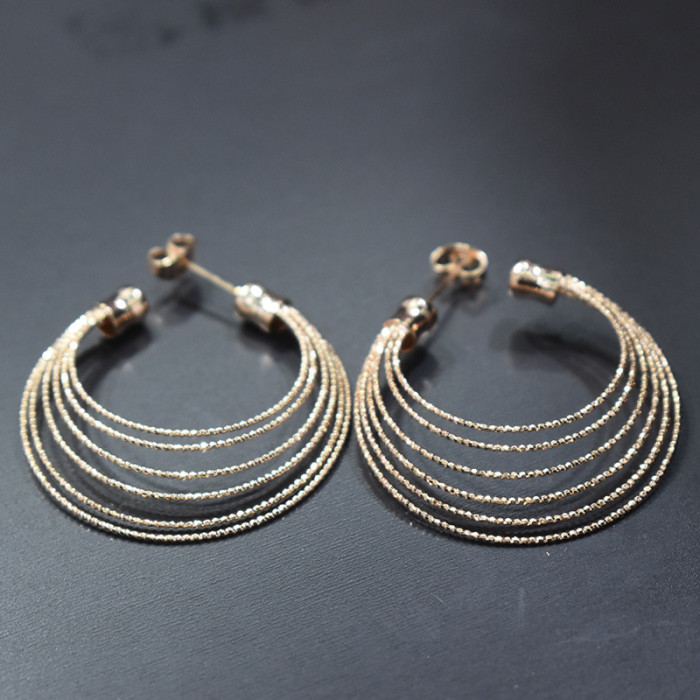 Fashion Earrings Simple Ins Stereo Multi-Layer Ring Ring Ear Stud Gold-Plated All-match Earrings Ear Ring 800188