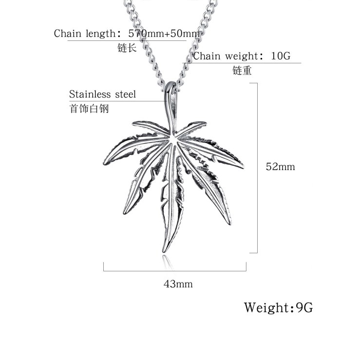 Ornament Wholesale Fashion Creative Tree  Maple Leaf Pendant All-match Titanium Steel Men's Necklace Accessories Gb1507
