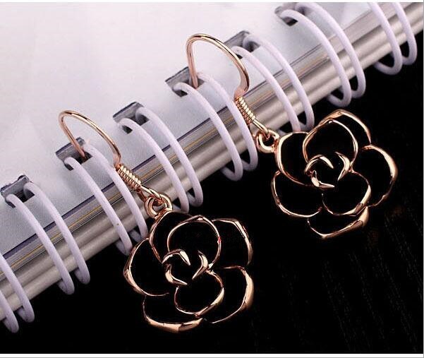 Valentine's Day Gift Korean Fashion All-match Black Rose Ear Ring Earrings Elegant Commuter Stud Earring 881005