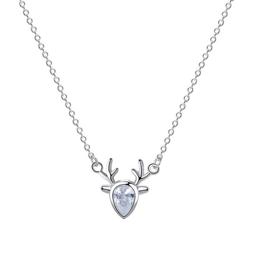 S925 Sterling Silver All the Way You Necklace Female Fashion Korean Style Elk Pendant Clavicle Chain Silver Jewelry Mla1906