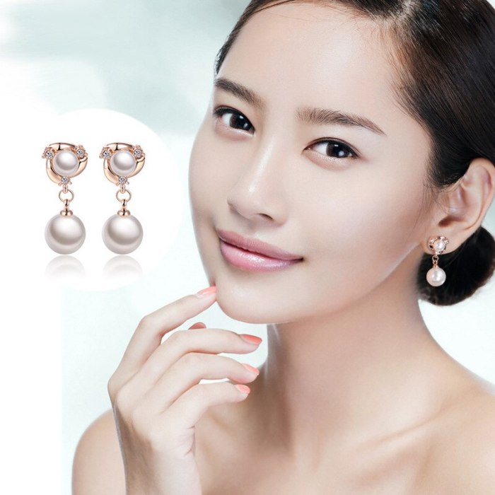 Simple Fashion All-match Stud earring Female Anti-Allergy Silver Needle Temperament  Long Pearl Earrings Ear Pendant 080537