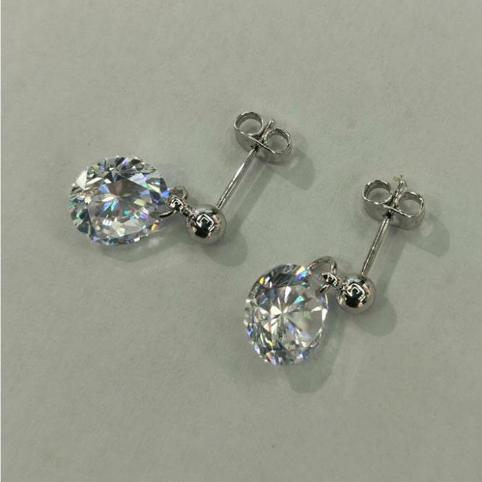 New Style Earrings Fashion Simple Temperament Ear Stud Ear Stud Exquisite Shiny Zircon Earrings Korean Style Hot Ornament 123200