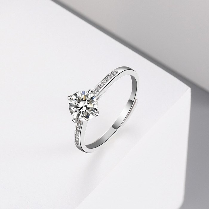 S925 Sterling Silver Moisite Carat Ring Women's Fashion Korean-Style Diamond Ring Silver Ring Mlk681
