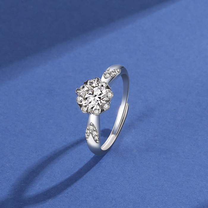 S925 Sterling Silver Ring Rose Women's Ring Korean Fashion Trend Diamond Set Open Proposal Diamond Ring Mlk666