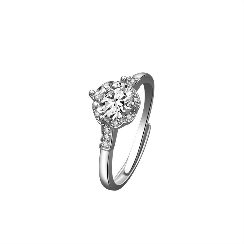 S925 Sterling Silver Moisite Carat Ring Female Fashion Korean Silver Diamond Set Open Ring Wholesale Mlk672