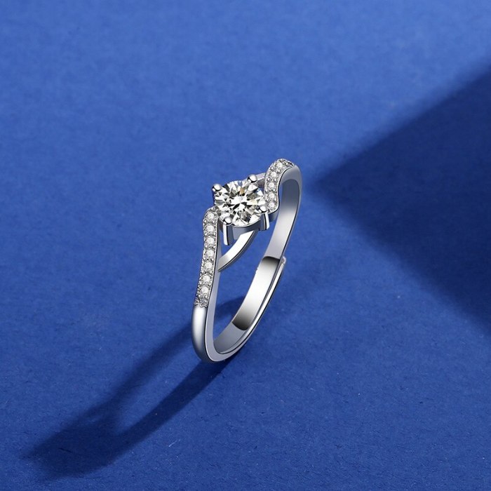 S925 Sterling Silver Ring Moisite Carat Ring Women's Fashion Diamond Set Korean-Style Proposal Ring Jewelry Mlk660