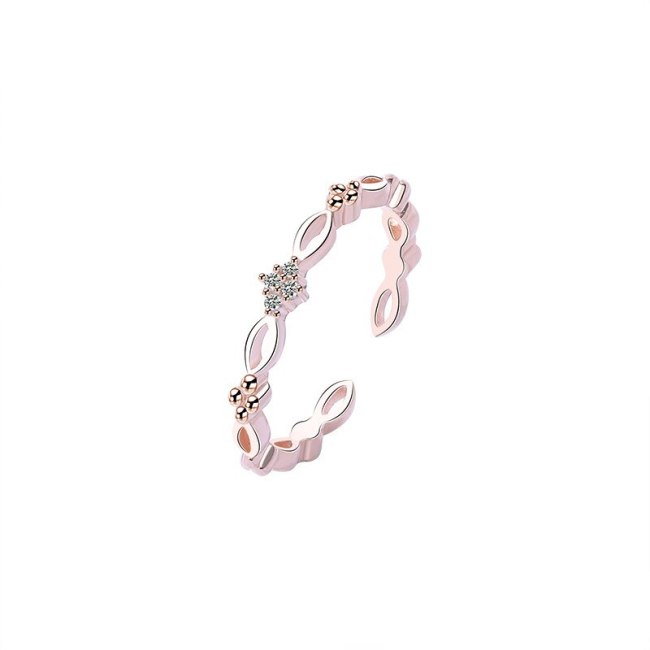 S925 Sterling Silver Ring Ornament Female Japanese-Style Light Luxury Adjustable Open Ring Hollow Ring Custom Mlk762