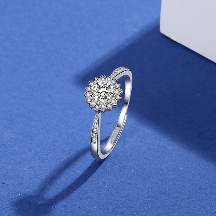 S925 Sterling Silver Ring Women's Proposal Diamond Ring Fashion Korean-Style Diamond Set Open Ring Wholesale Mlk661
