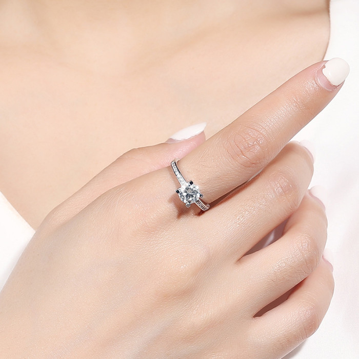 Ring S925 Sterling Silver Classic Four-Claw Ring Women Ins Fashion Korean-Style Diamond Ring Mlk674