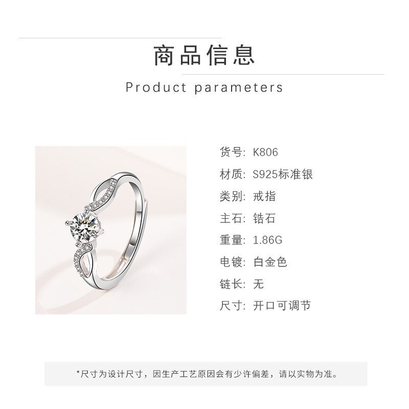 Ring S925 Sterling Silver Japanese and Korean Fashion New Style Four Claw Zircon Hollow Ring Female Mlk806
