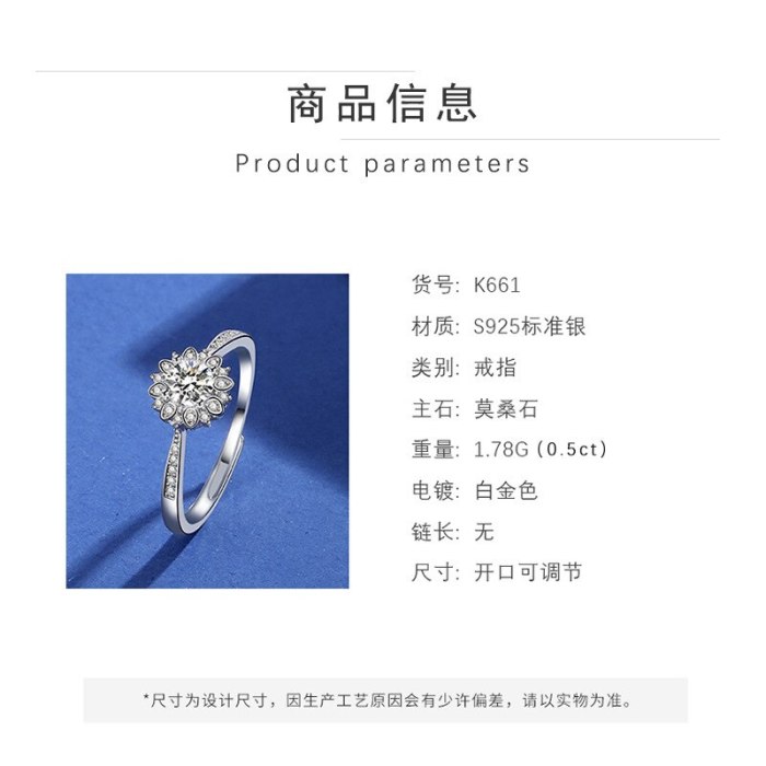 S925 Sterling Silver Ring Women's Proposal Diamond Ring Fashion Korean-Style Diamond Set Open Ring Wholesale Mlk661