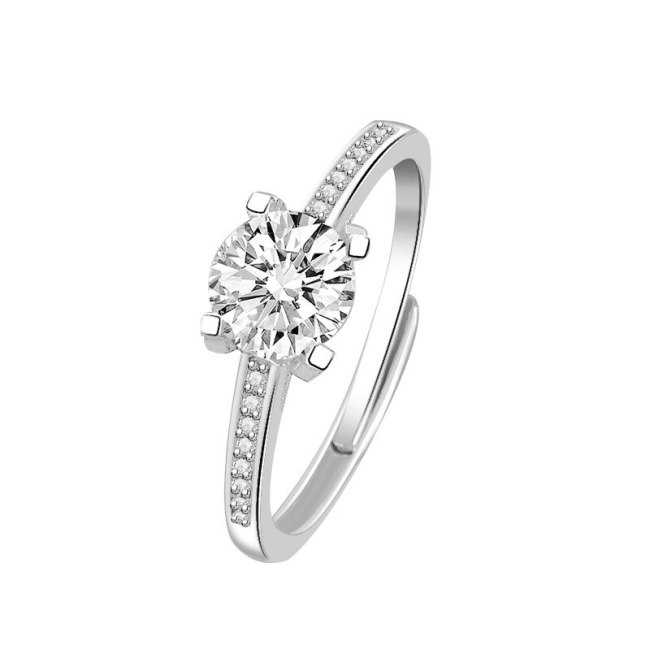 S925 Sterling Silver Ring Four-Claw Ring Female Fashion Retro Korean Diamond Ring Mlk673