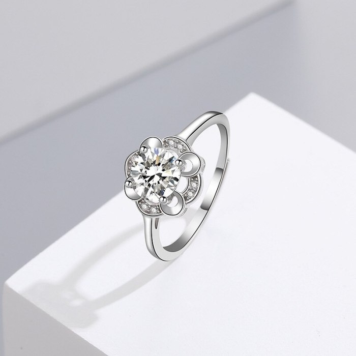 S925 Sterling Silver Ring Women's Proposal Ring Ornament Korean-Style Flower Ring Silver Mlk677