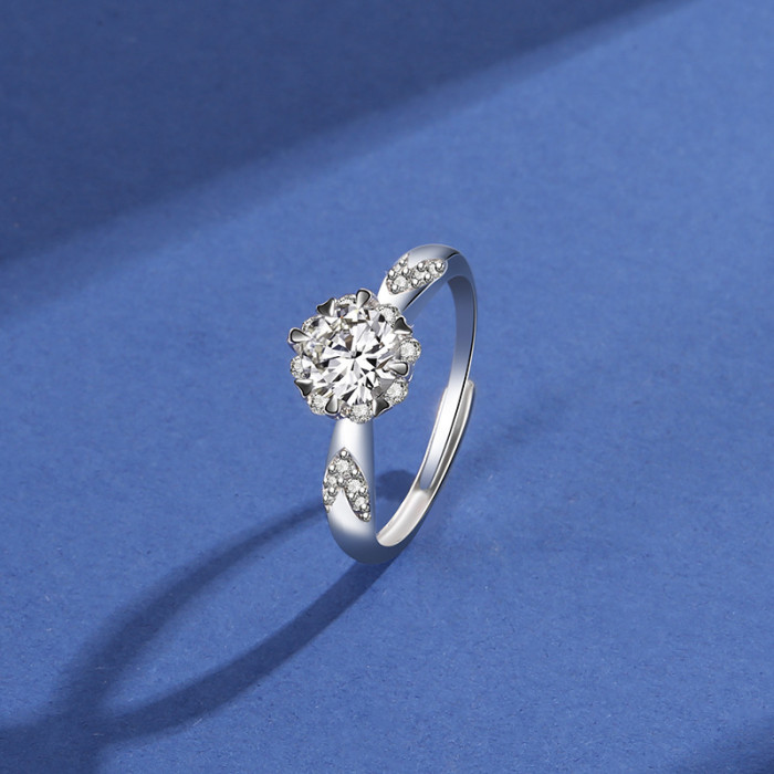 S925 Sterling Silver Ring Rose Women's Ring Korean Fashion Trend Diamond Set Open Proposal Diamond Ring Mlk666