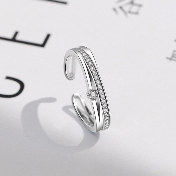 S925 Sterling Silver Ring 2020 Creative Design Simple Zircon Ring Female Korean Fashion Jewelry Mlk863