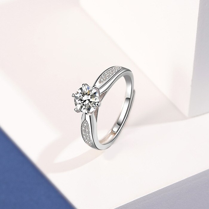 S925 Sterling Silver 2020 South Korea East Gate New Six-Claw Zircon Ring Female Hand Jewelry Mlk643