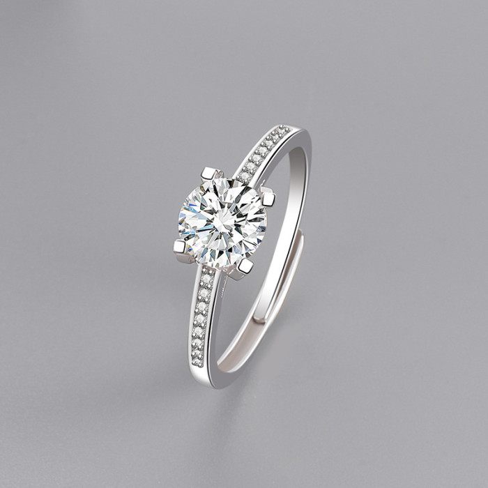 S925 Sterling Silver Ring Four-Claw Ring Female Fashion Retro Korean Diamond Ring Mlk673