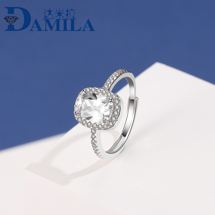 S925 Sterling Silver Zircon Ring Female Fashion Korean Creative Diamond Set Hand Jewelry Silver Ring Wholesale Mlk813