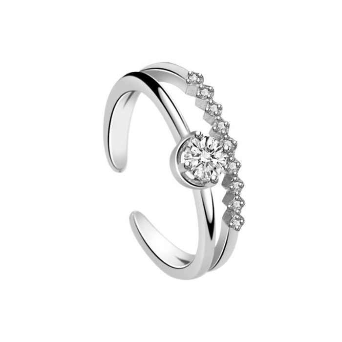 S925 Sterling Silver Open Ring European and American New Micro Pave Zircon Ring Fashion Trend Ring Mlk711