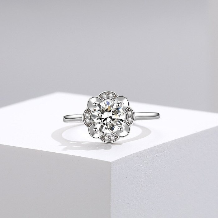 S925 Sterling Silver Ring Women's Proposal Ring Ornament Korean-Style Flower Ring Silver Mlk677