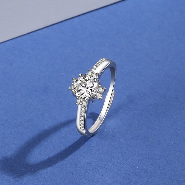 S925 Sterling Silver Ring Women's Proposal Ring Fashion European and American Diamond Set Open Ring Wholesale Mlk669