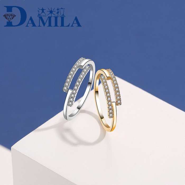 S925 Sterling Silver Micro Pave Zircon Ring Female Fashion Japanese and Korean Retro Simple Women's Ring Mlk690