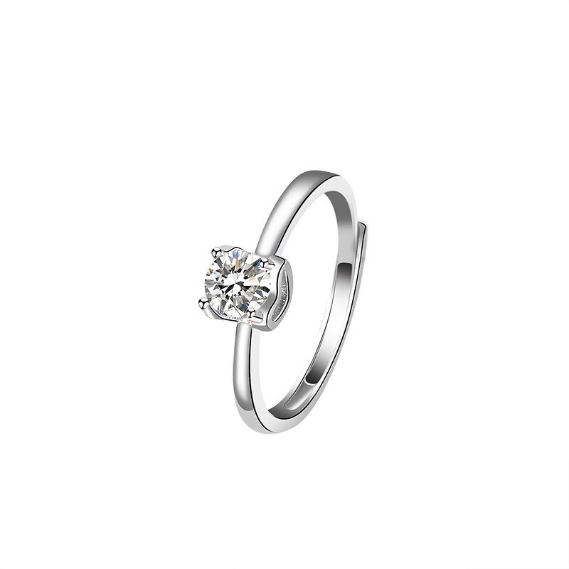 S925 Sterling Silver Zircon Ring Women's Fashion European Diamond Set Four Claw Ring Jewelry Silver Wholesale Mlk810